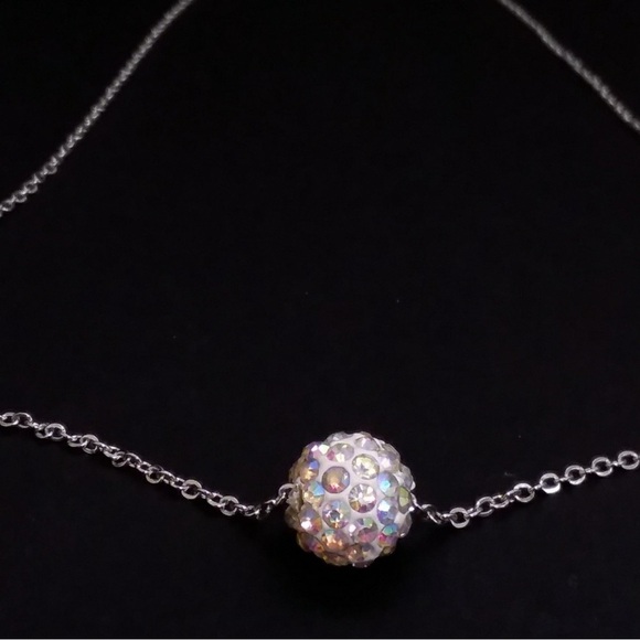 NWT Harriet Ave Iridescent Rhinestone Bead Silver Tone Chain Necklace - Picture 5 of 12